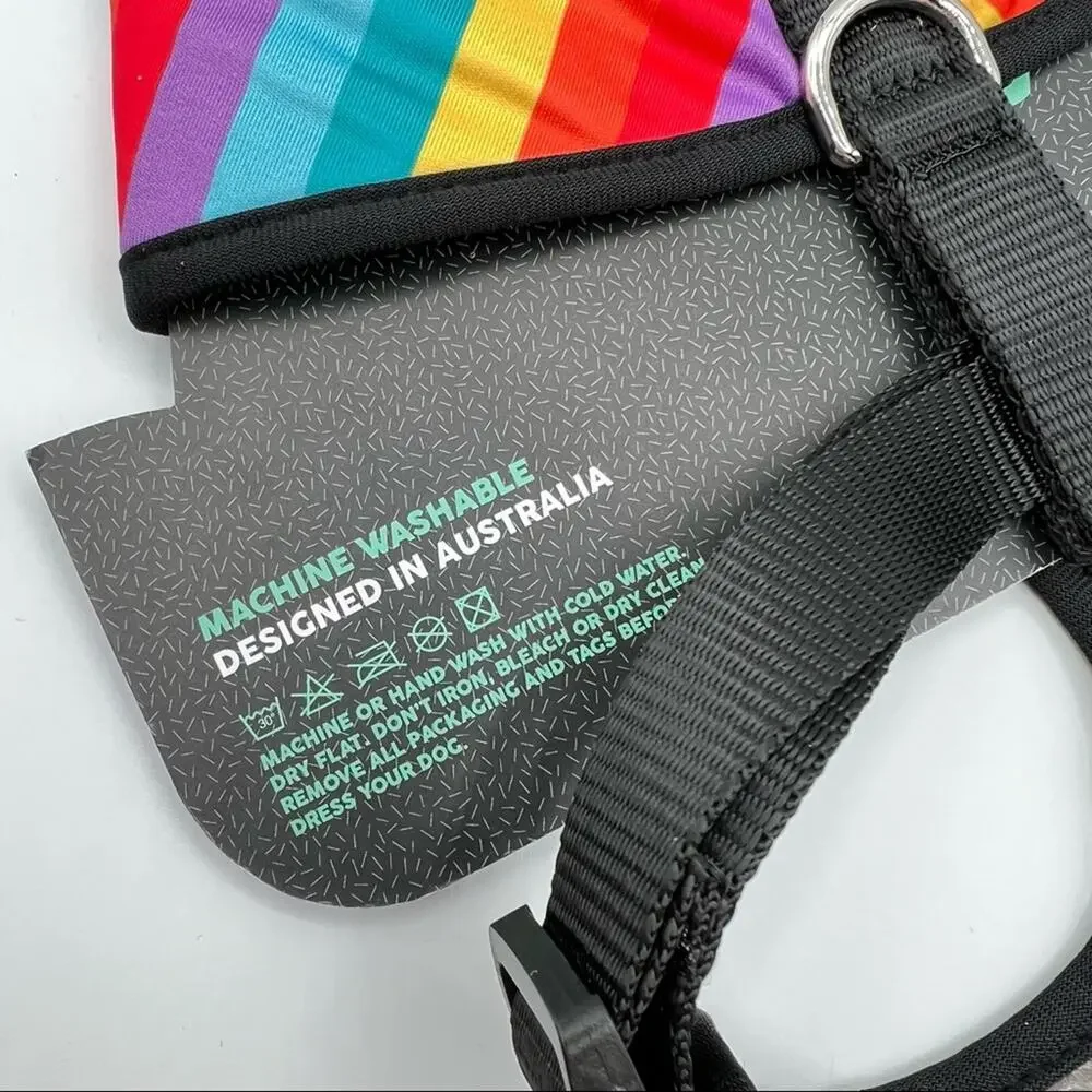 Fuzz Yard Rainbow Striped Print Dog Harness Dog’s Size Large